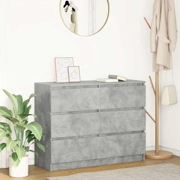 vidaXL Dressoir 100x35x76 cm spaanplaat betongrijs, Huis en Inrichting, Kasten | Dressoirs, Verzenden, Nieuw, Overige houtsoorten