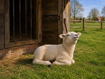 Beeld, life size and a lifelike (Texel lamb) - 32 cm -