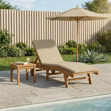vidaXL Ligstoel Polyester Bruin en beige, Verzenden, Nieuw