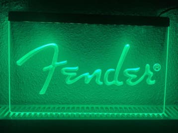 Fender neon bord lamp LED  verlichting reclame lichtbak *GRO, Verzenden, Nieuw