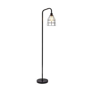 Industriële vloerlamp zwart met kooikap, Huis en Inrichting, Lampen | Vloerlampen, Verzenden, Nieuw