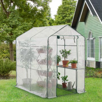 [en.casa] Tuinkas Oosterhout met 4 planken 120x186x190 cm, Verzenden, Nieuw