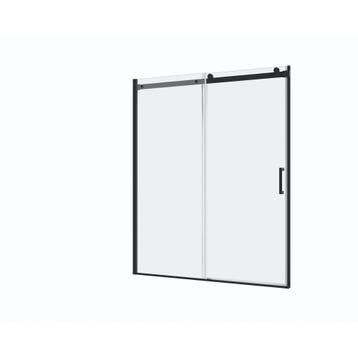 Douchewand met schuifdeur 140x200cm 8mm Nano glas mat zwart, Verzenden, Nieuw