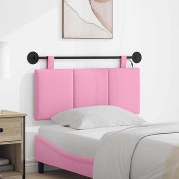vidaXL Hangend hoofdbord Met LED-verlichting Roze Stof, Verzenden, Nieuw, Stof