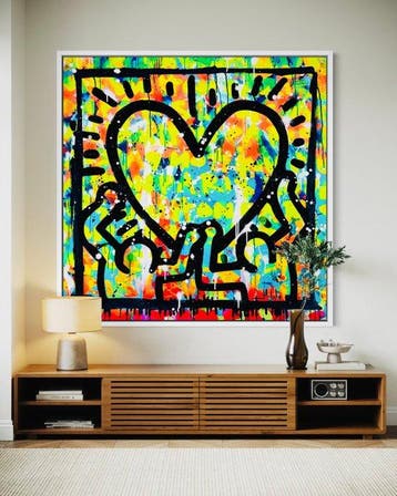 Mikko - Haring Love On Louis Vuitton Lettering - XL, Antiek en Kunst