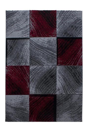 Retro Vloerkleed | Plus | Blokken | Rood | 80x300 cm, Verzenden, Nieuw