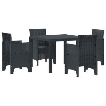 vidaXL Tuin Eetset 5 pcs Antraciet Polypropyleen, Verzenden, Nieuw, 5 zitplaatsen
