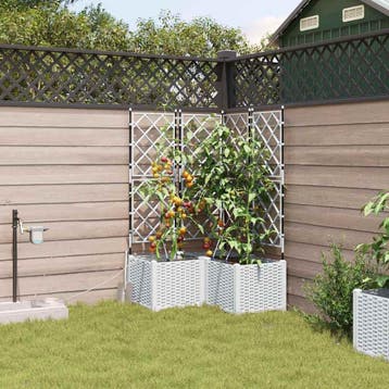 vidaXL Plantenbak 3 st Wit 80 x 80 x 142 cm PP, Verzenden, Nieuw, 60 tot 100 cm, 60 cm of meer