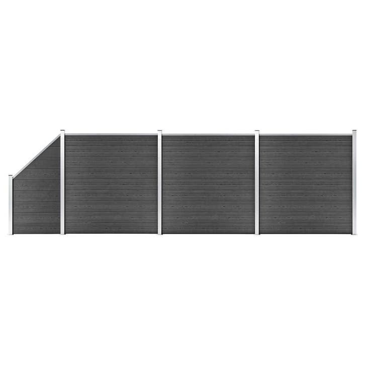 vidaXL Schuttingpanelenset 619x(105-186) cm HKC zwart, Tuin en Terras, Schuttingen, Nieuw, Kunststof, 1 tot 2 meter, Verzenden