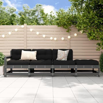 vidaXL 4-delige Loungeset massief grenenhout grijs, Verzenden, Nieuw, Loungeset