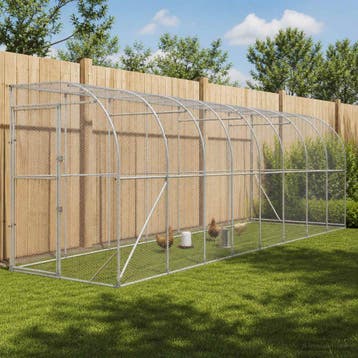 vidaXL Kippenhok Tegen de Muur zilver 600 x 150 x 215 cm, Dieren en Toebehoren, Verzenden, Nieuw