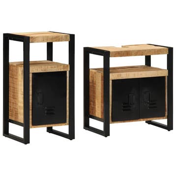 vidaXL Badkamermeubelset 2 st Bruin Massief Ruw Mango Hout, Verzenden, Nieuw, Overige typen