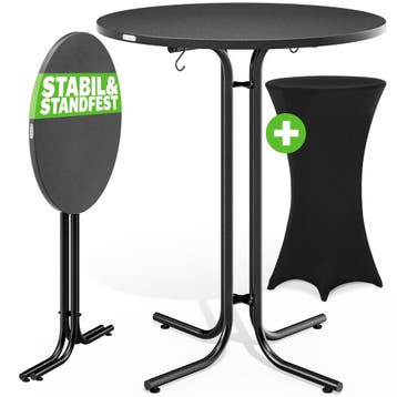 Statafel Grijs 110x70cm + statafelhoes Zwart Ø70cm, Verzenden, Nieuw
