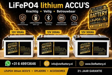LiFePO4 lithium accu’s 12 volt van 100Ah  tot en met 300Ah, Ophalen of Verzenden, Nieuw