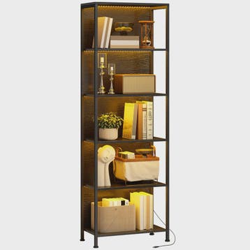 Industriële Boekenkast met 7-kleuren LED Verlichting - Zwart, Huis en Inrichting, Verzenden, Nieuw