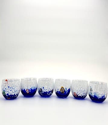 Drinkservies (6) - Glas - glazen murrine, Antiek en Kunst