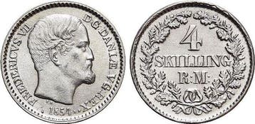 4 Skilling 1854 Ff Denmark Frederik Vii 1848-1863, Verzenden