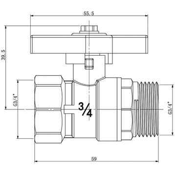 Riko Kogelstopkraan met Vlindergreep - Draad - 3/4F x 3/4M, Ophalen of Verzenden, Nieuw
