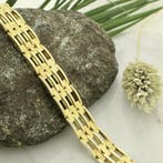 Gouden tank schakelarmband., Ophalen of Verzenden, Gebruikt, Overige kleuren, Goud