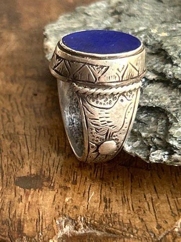 Lapis lazuli - Zilver - Ring - Vogels