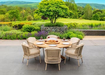 4 Seasons Outdoor Puccini tuinset latte met Prado teakhouten, Ophalen of Verzenden, Nieuw