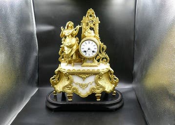Figurale pendule - Ehrenbach - Zinklegering, Albast -