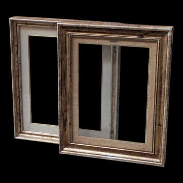 Pair of Vintage Silvered Wooden Frames with Glass - Lijst -, Antiek en Kunst