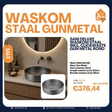 Gunmetal stalen waskom 40 cm - OUTLET, Minder dan 50 cm, Nieuw, Ophalen of Verzenden, Minder dan 25 cm