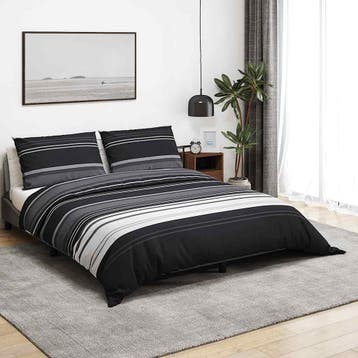 vidaXL Dekbedovertrekset 140x200 cm katoen zwart en wit, Huis en Inrichting, Slaapkamer | Beddengoed, Verzenden, Nieuw, Zwart
