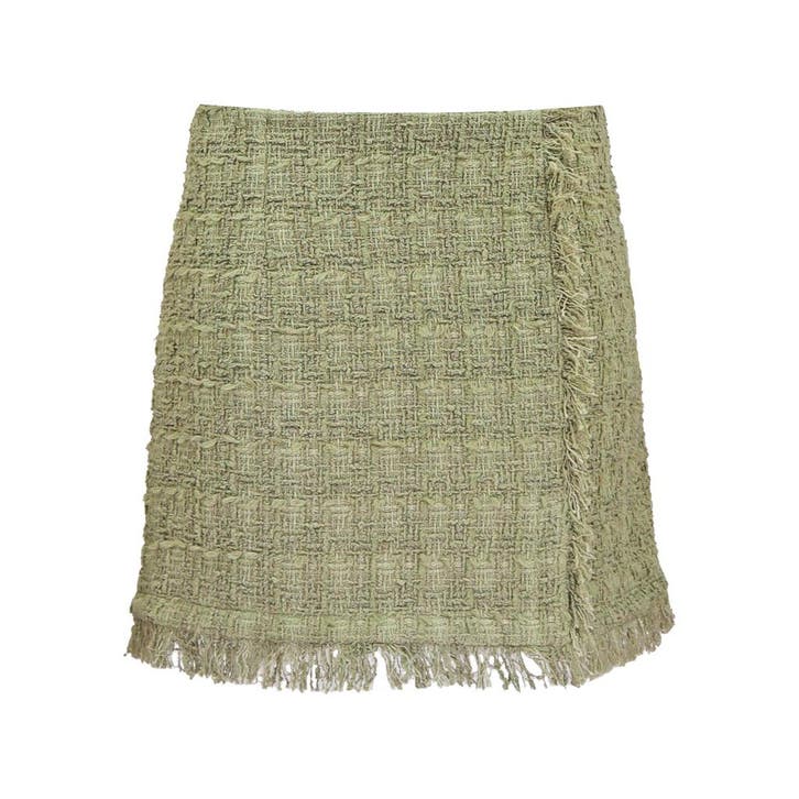 IRO • kaki tweed rok Rajane • 40 (FR42), Kleding | Dames, Rokken, Groen, Nieuw, Maat 38/40 (M), Verzenden