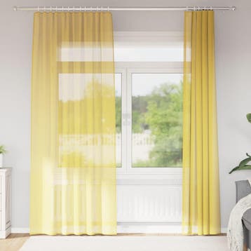 vidaXL Gordijnen voile met roedezakken 2 st geel, Verzenden, Nieuw
