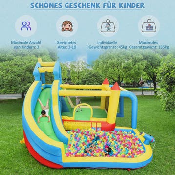 Opblaasbaar Speelkasteel 5-in-1 met Glijbaan, Waterbad en Vo