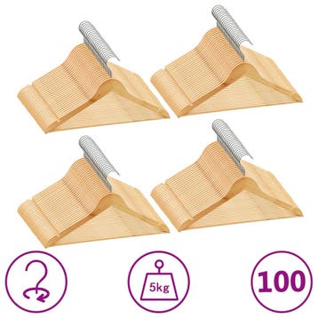 vidaXL 100-delige Kledinghangerset anti-slip hardhout, Verzenden, Nieuw