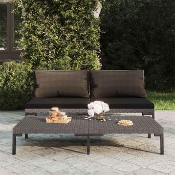 vidaXL Tuinbanken 2 st met kussens halfrond poly rattan, Verzenden, Nieuw