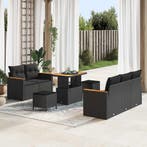 vidaXL Tuinbankenset 8 pcs Zwart poly rattan, Verzenden, Nieuw, Rotan, 8 zitplaatsen
