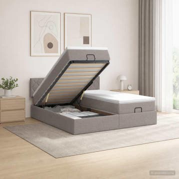 vidaXL Ottoman bed met matras met hoofdeinde 2 st Taupe Stof, Verzenden, Nieuw