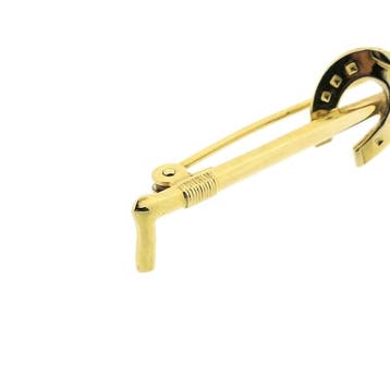 Gouden broche van een hoefijzer, Ophalen of Verzenden, Gebruikt, Goud, Goud