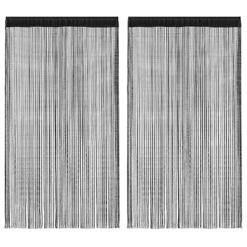 vidaXL Draadgordijnen 2 st 100x250 cm zwart, Huis en Inrichting, Verzenden, Nieuw, Zwart