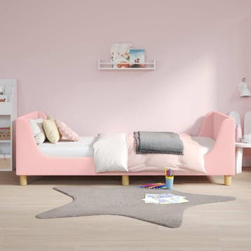 vidaXL Bedframe voor kinderen met hoofdbord Roze 90 x 200 cm, Huis en Inrichting, Verzenden, Nieuw, Stof