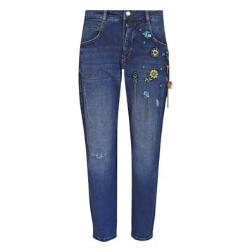 MAC • blauwe jeans Boyfit flower glam • 36, MAC, Verzenden, Nieuw, Blauw
