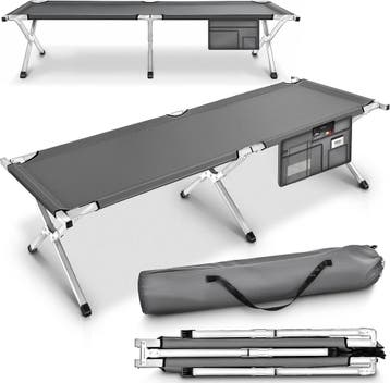 Veldbed - 1 Persoons - Kampeerbed - Stretcher - Grijs - TRES, Caravans en Kamperen, Verzenden, Zo goed als nieuw