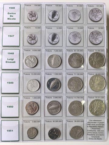 Italië, Republiek Italiana - 1946 - 1999 - Raccolta lire