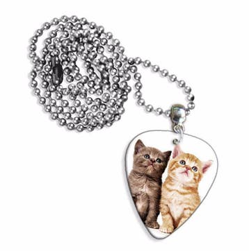 2 Lieve katjes plectrum ketting, sleutelhanger of oorbellen, Ophalen of Verzenden, Nieuw