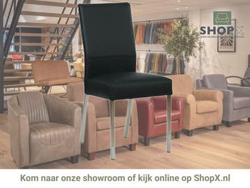 Leren eetkamerstoel Real - Hermes Nero (zwart) - Poten, Huis en Inrichting, Zwart, Nieuw, Ophalen of Verzenden, Eén