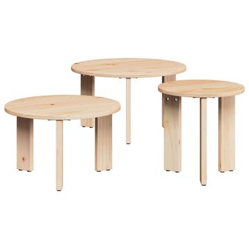 vidaXL Salontafel 3 st Naturel 47,5 x 47,5 x 27 cm Massief, Huis en Inrichting, Tafels | Salontafels, Verzenden, Nieuw, Grenenhout