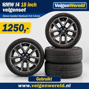 18 inch BMW I4 velgenset |  Hankook  858M |  0726-010, Auto-onderdelen, Banden en Velgen, Verzenden, Gebruikt, Zomerbanden, Banden en Velgen