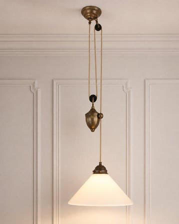 Lamp - Opaline glas - vintage hanglamp