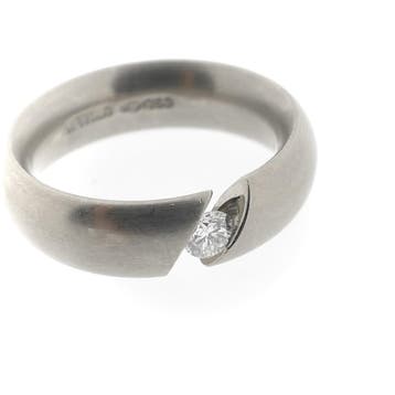 Niessing witgouden Narcis-ring gezet met diamant, Gebruikt, Ophalen of Verzenden, 17 tot 18, Met edelsteen