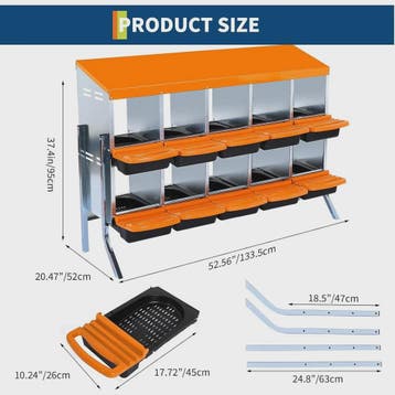 Stabiele Metalen Kippen Nestkast met Stand - 12 Vakken - Aut, Verzenden, Nieuw