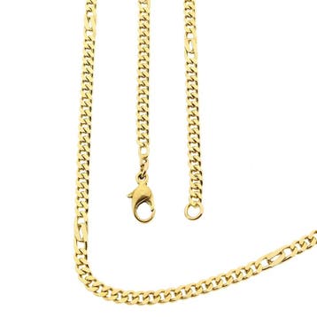 Gouden gourmetschakel ketting met wiebertjes | 81 cm, Sieraden, Tassen en Uiterlijk, Kettingen, Ophalen of Verzenden, Gebruikt